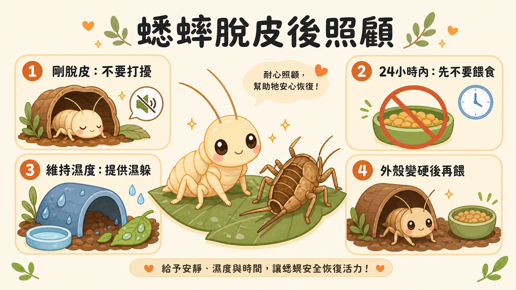 蟋蟀換齡期照護完整指南：脫殼時最脆弱，飼主這樣做才對