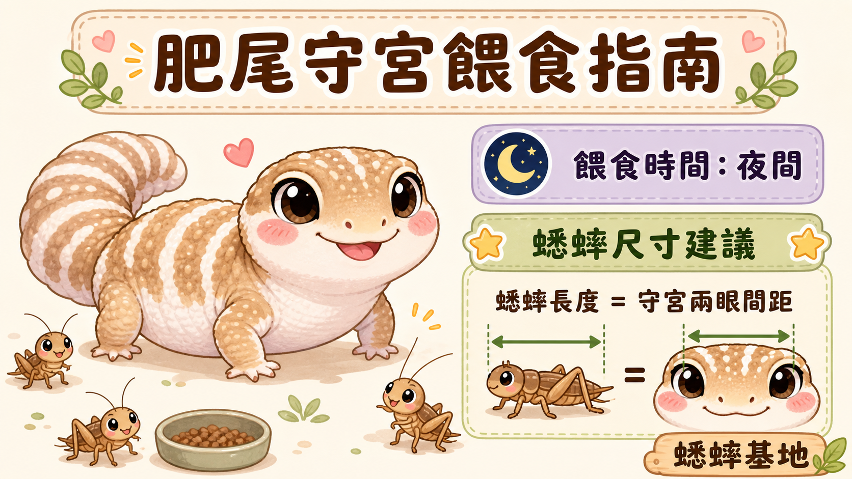 非洲肥尾守宮的餵食指南：蟋蟀尺寸、頻率與豹紋守宮的差異比較