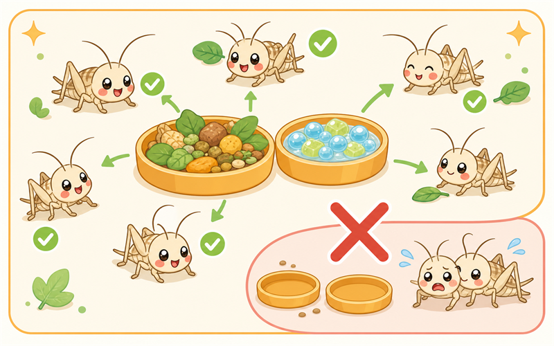 互食六大觸發條件由高到低風險排列:蛋白質不足、密度過高、蛻皮個體、屍體未清、缺水、遮蔽不足,依序處理才能有效降低互食率。