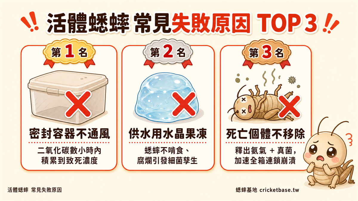 活體蟋蟀常見失敗原因 TOP 3