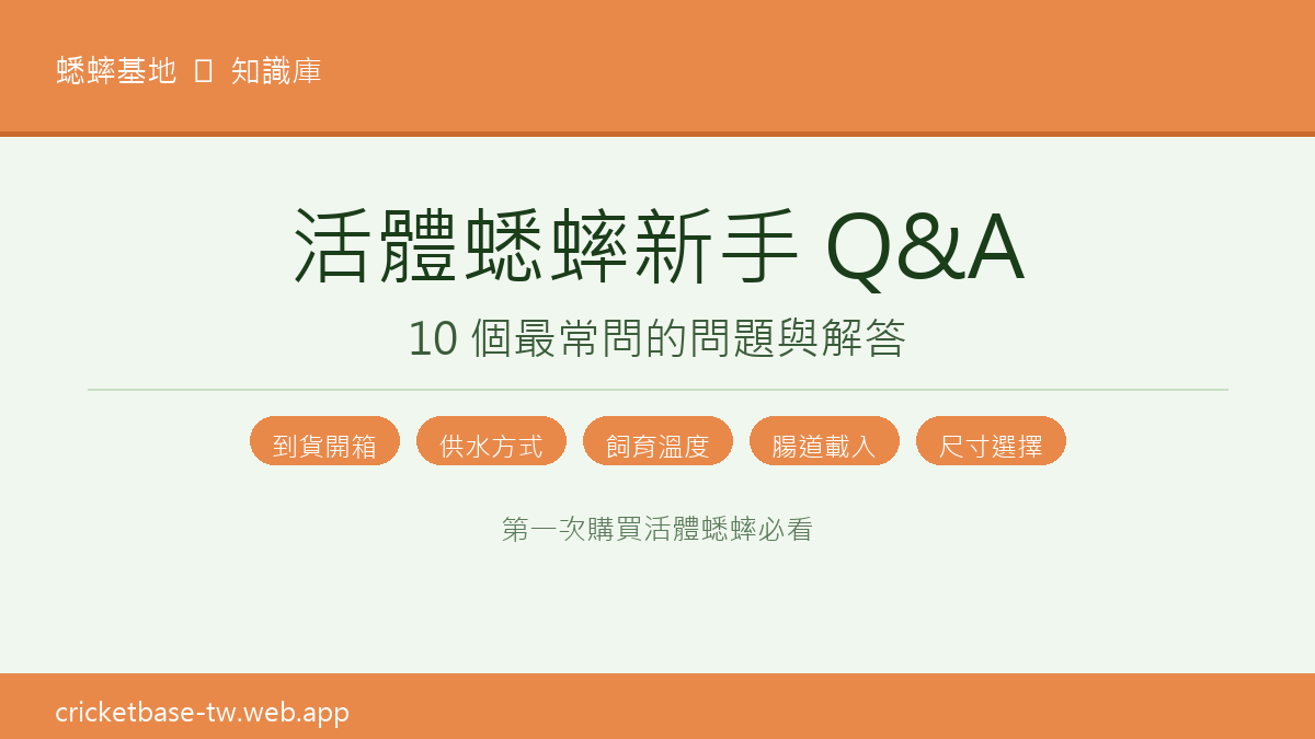 活體蟋蟀新手 Q&A：10 個最常問的問題與解答