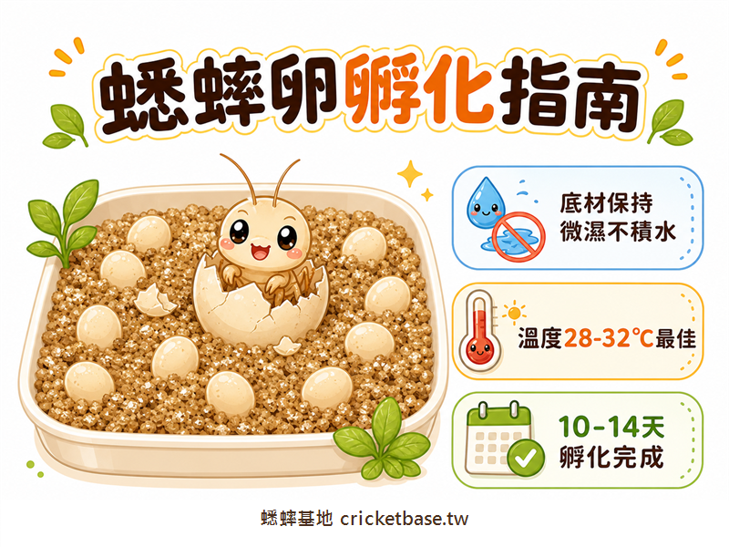 蟋蟀蛋孵化完整指南：底材、溫濕度控制與失敗排查
