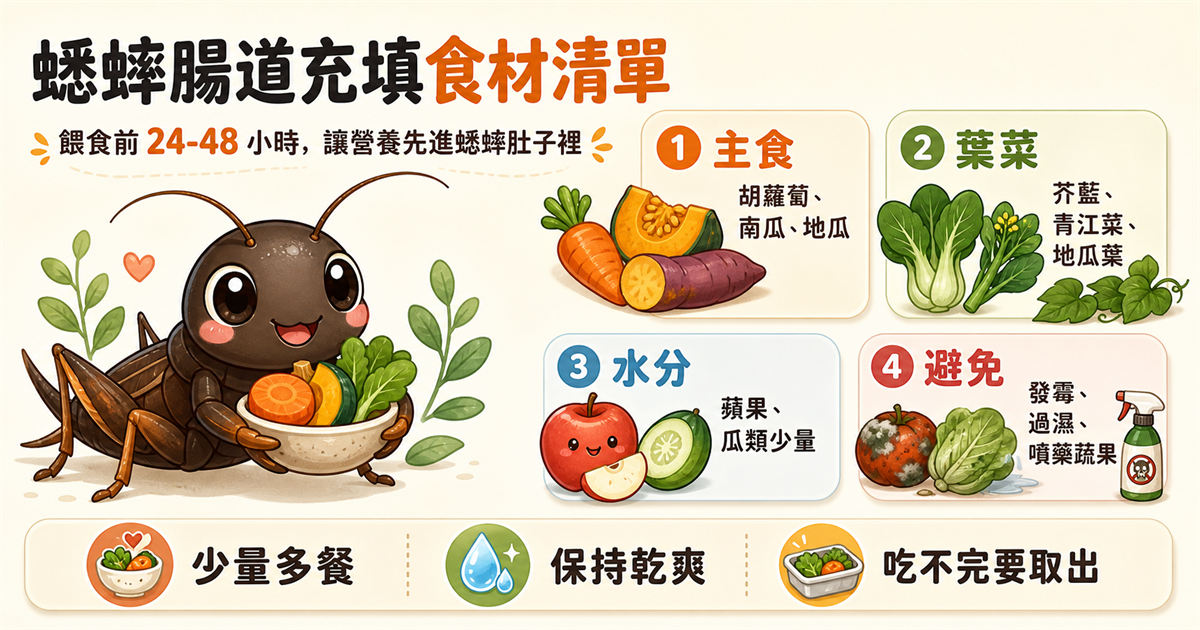 蟋蟀腸道載入完整食材清單：可以餵什麼、絕對禁用什麼