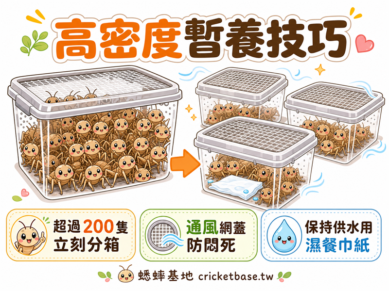 一次大量購入蟋蟀？高密度暫養的通風、分箱與成活率提升技巧
